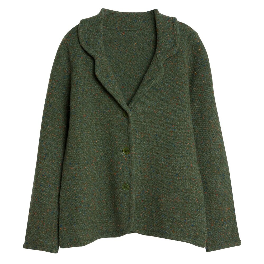 Sundazed (Belgium) Chevron Tweed Knit Bias Bound Cloverleaf Cardigan : M